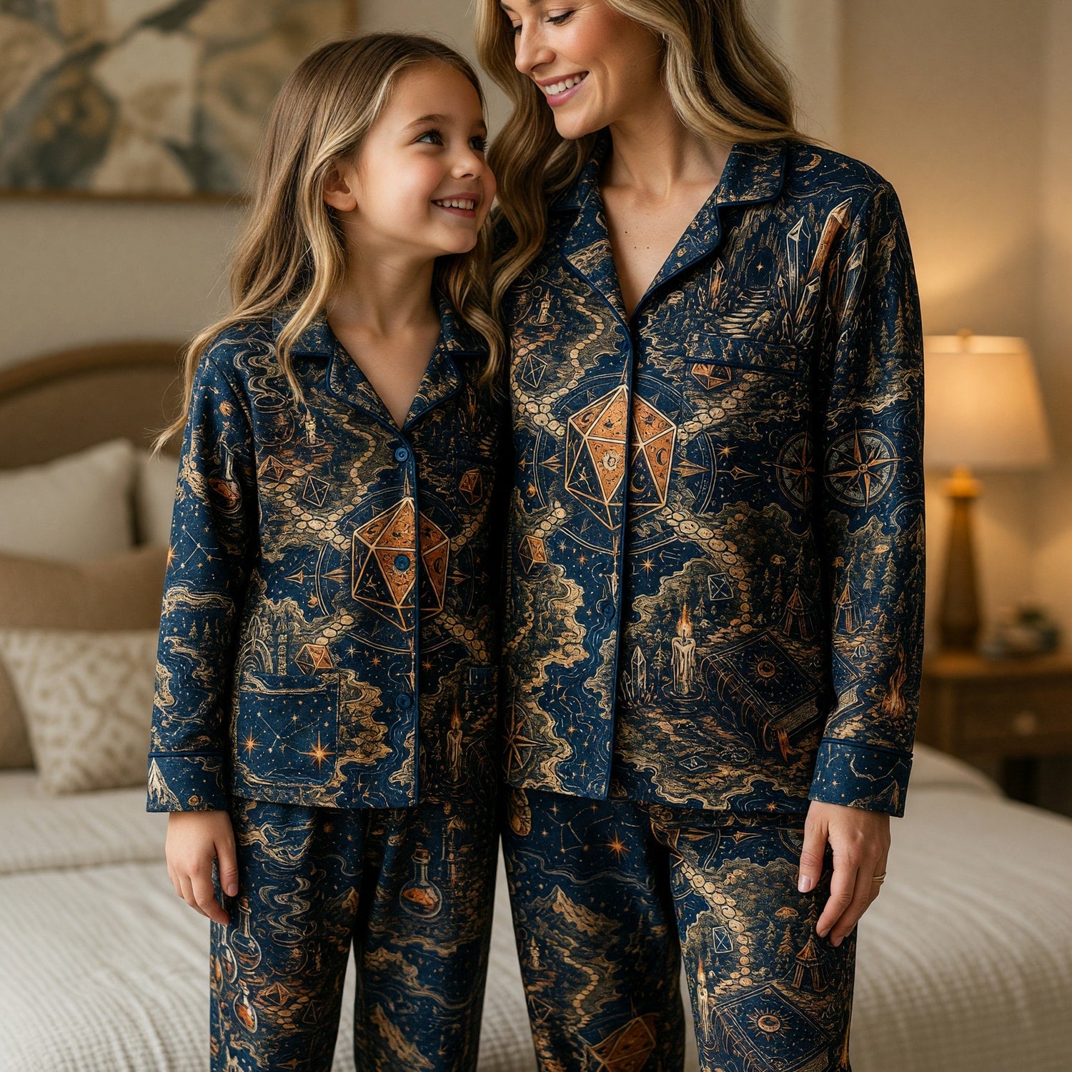 Fantasy D20 RPG Thick Pajama Set - Mystical Dice Wizard Nightwear