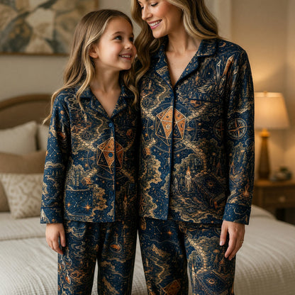 Fantasy D20 RPG Thick Pajama Set - Mystical Dice Wizard Nightwear