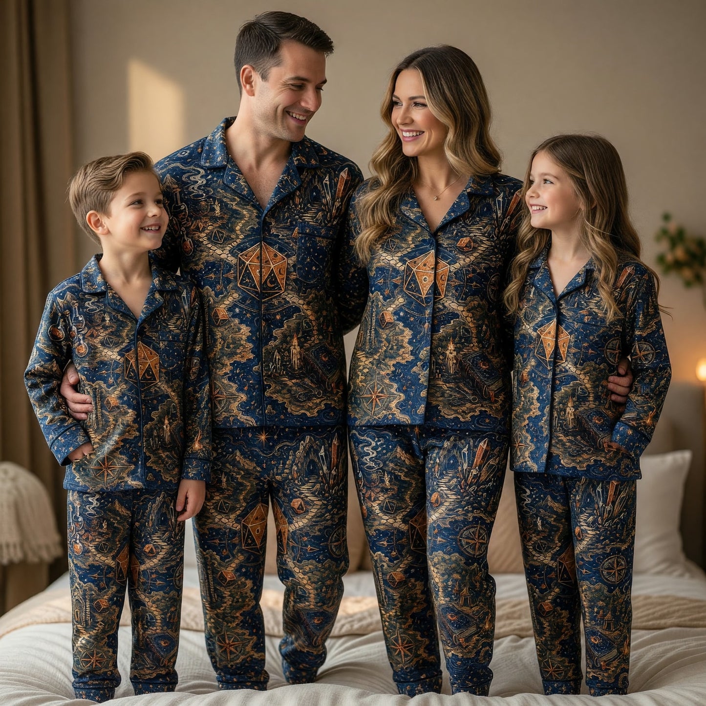 Fantasy D20 RPG Thick Pajama Set - Mystical Dice Wizard Nightwear
