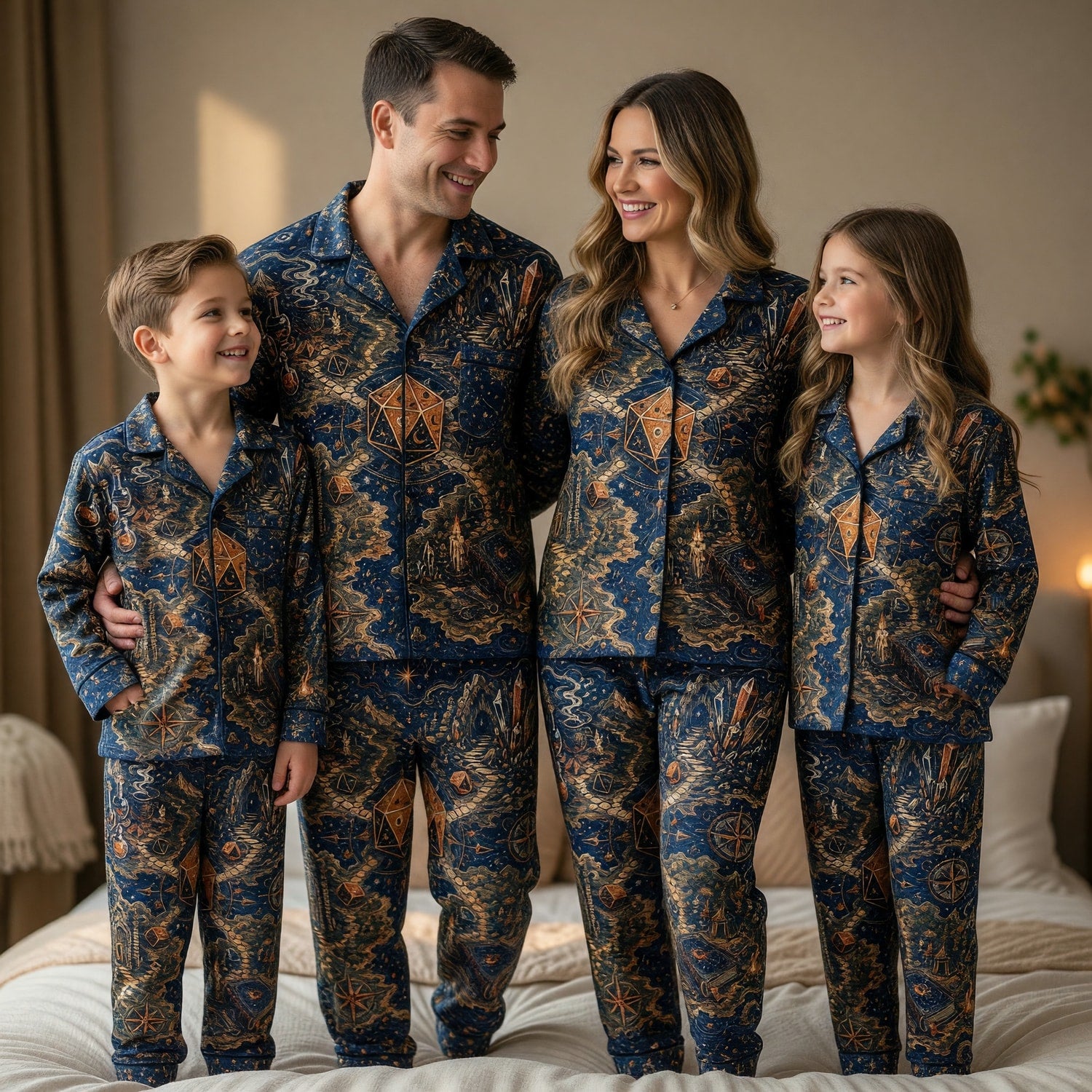 Fantasy D20 RPG Thick Pajama Set - Mystical Dice Wizard Nightwear