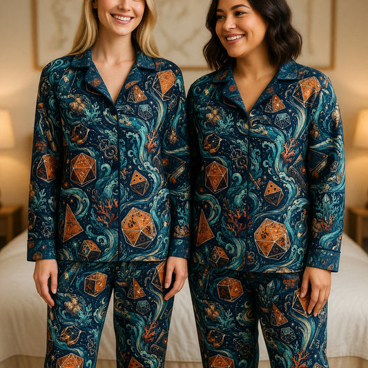 Mystic Ocean Dice Thick Pajama Set - Fantasy RPG Pattern