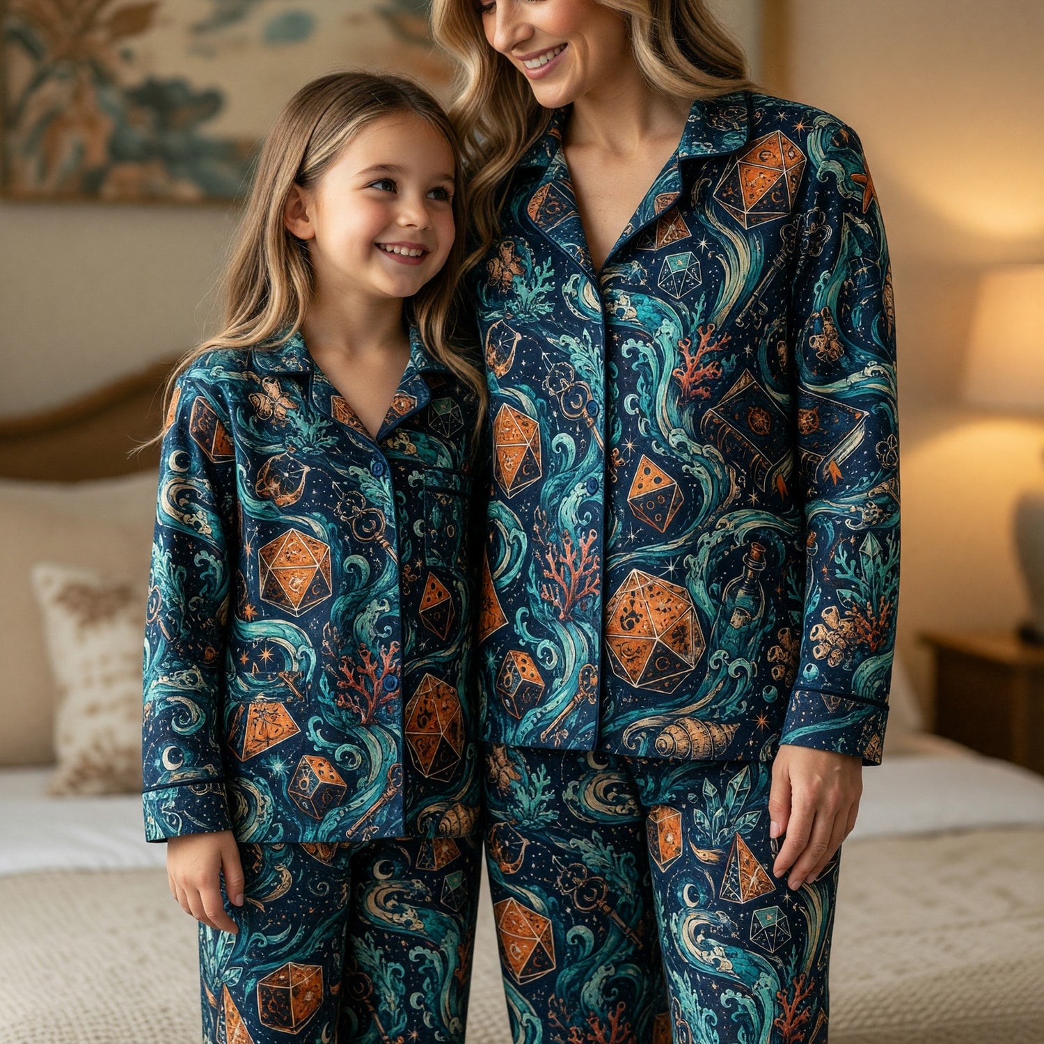 Mystic Ocean Dice Thick Pajama Set - Fantasy RPG Pattern
