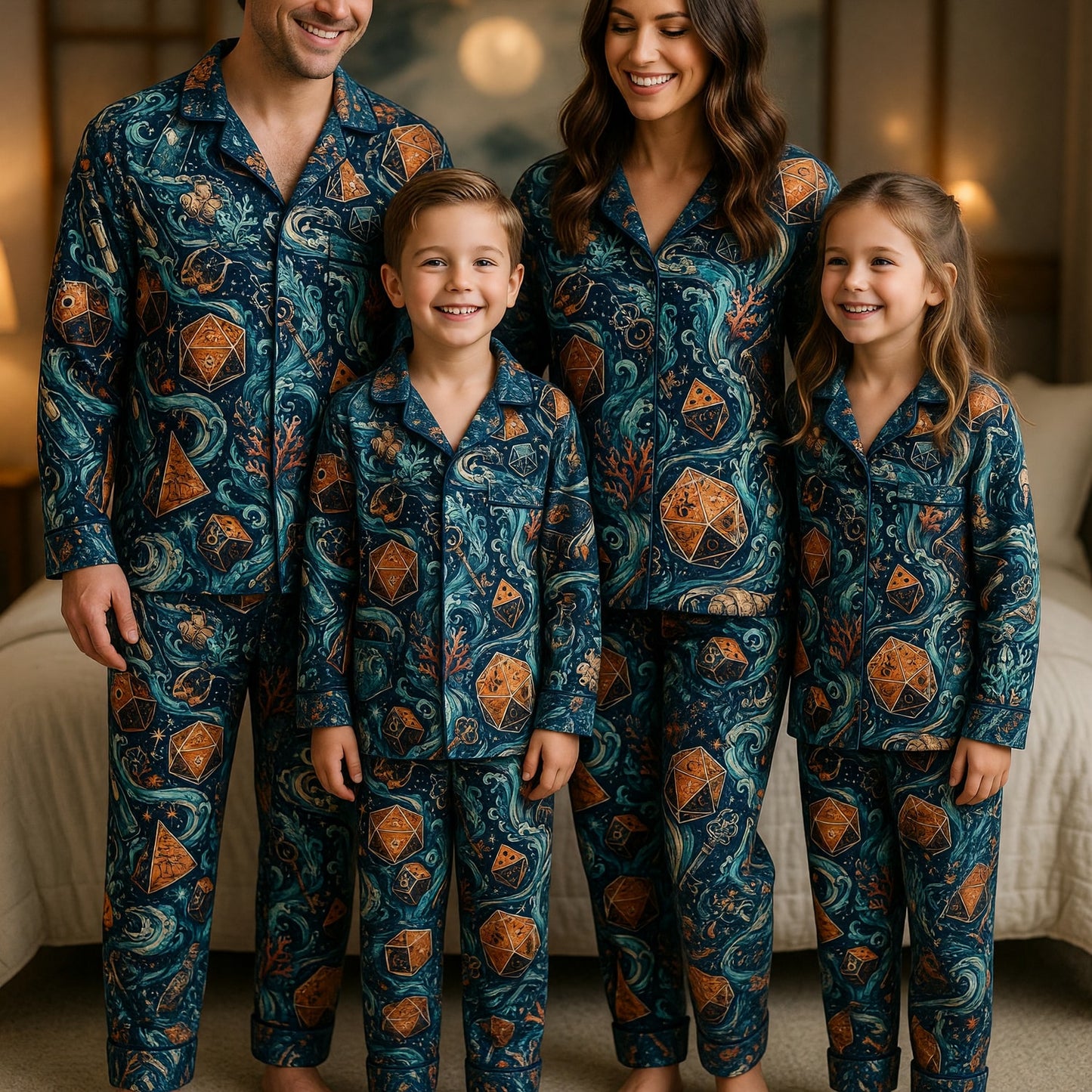 Mystic Ocean Dice Thick Pajama Set - Fantasy RPG Pattern