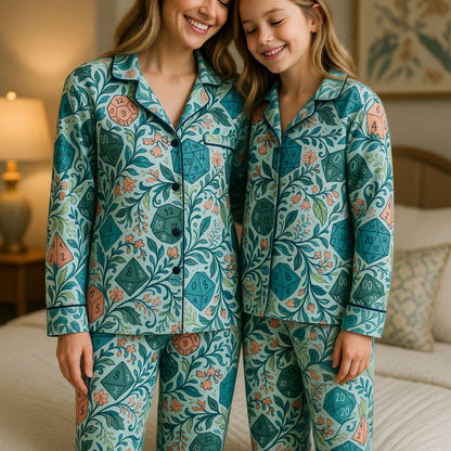 Dice Floral Thick Pajama Set - RPG Fantasy Sleepwear