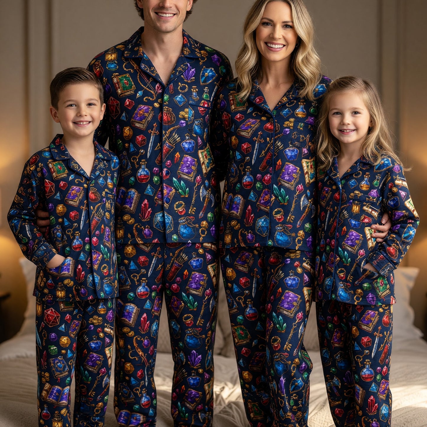 Fantasy RPG Loot Thick Pajama Set - Stained Glass Dungeon Pattern