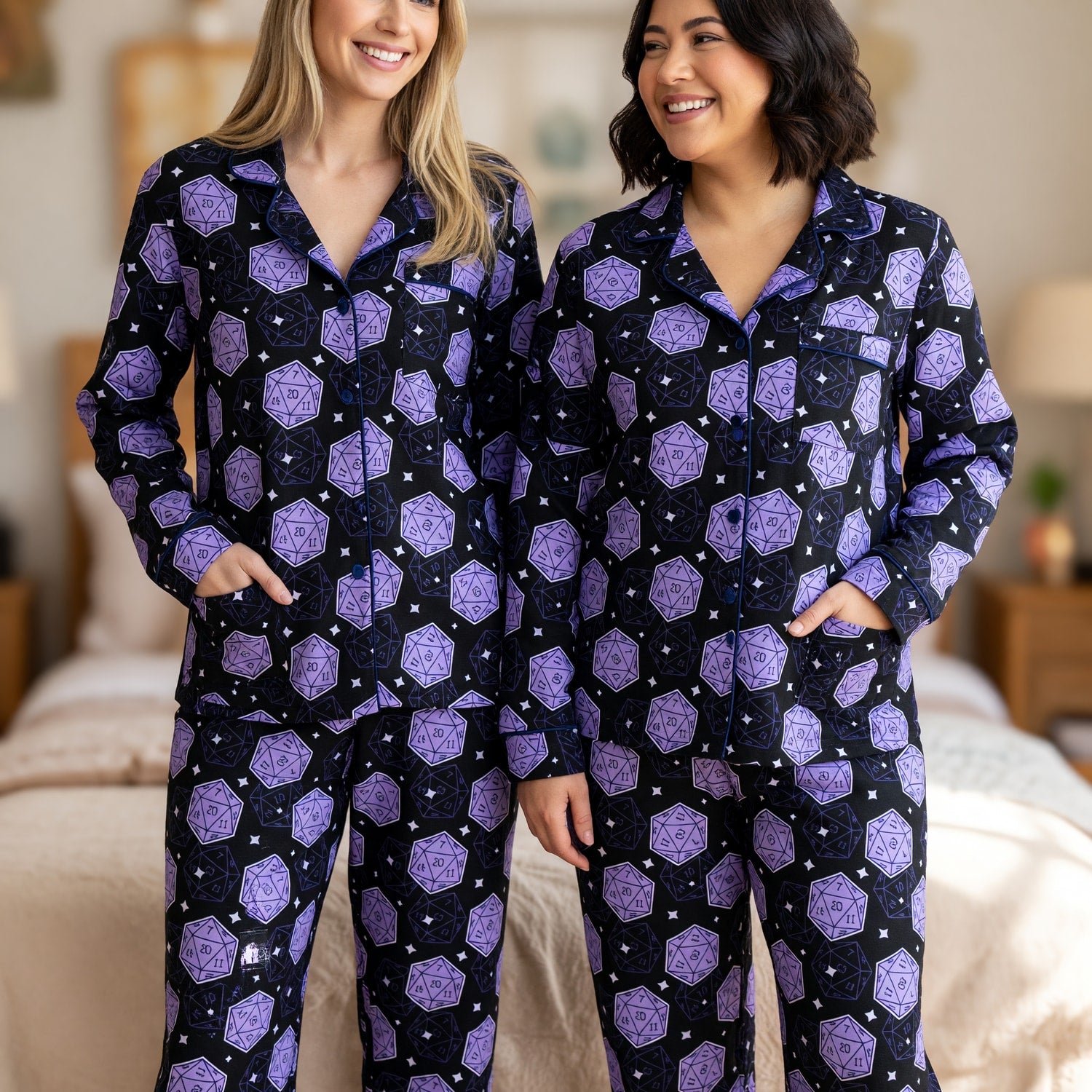 Dice Pattern Thick Pajama Set - Fantasy Tabletop RPG Sleepwear