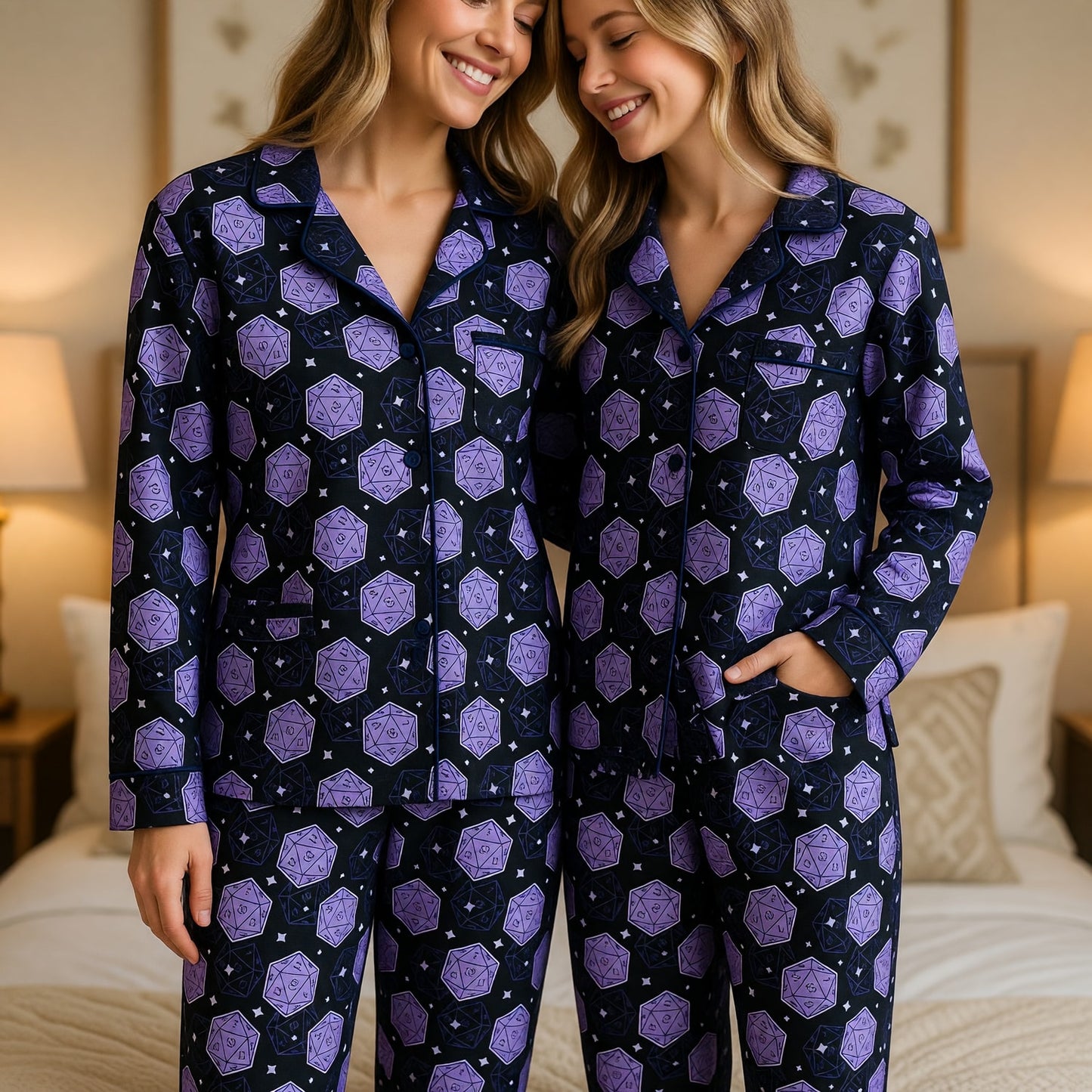 Dice Pattern Thick Pajama Set - Fantasy Tabletop RPG Sleepwear