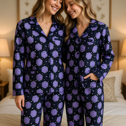 Dice Pattern Thick Pajama Set - Fantasy Tabletop RPG Sleepwear