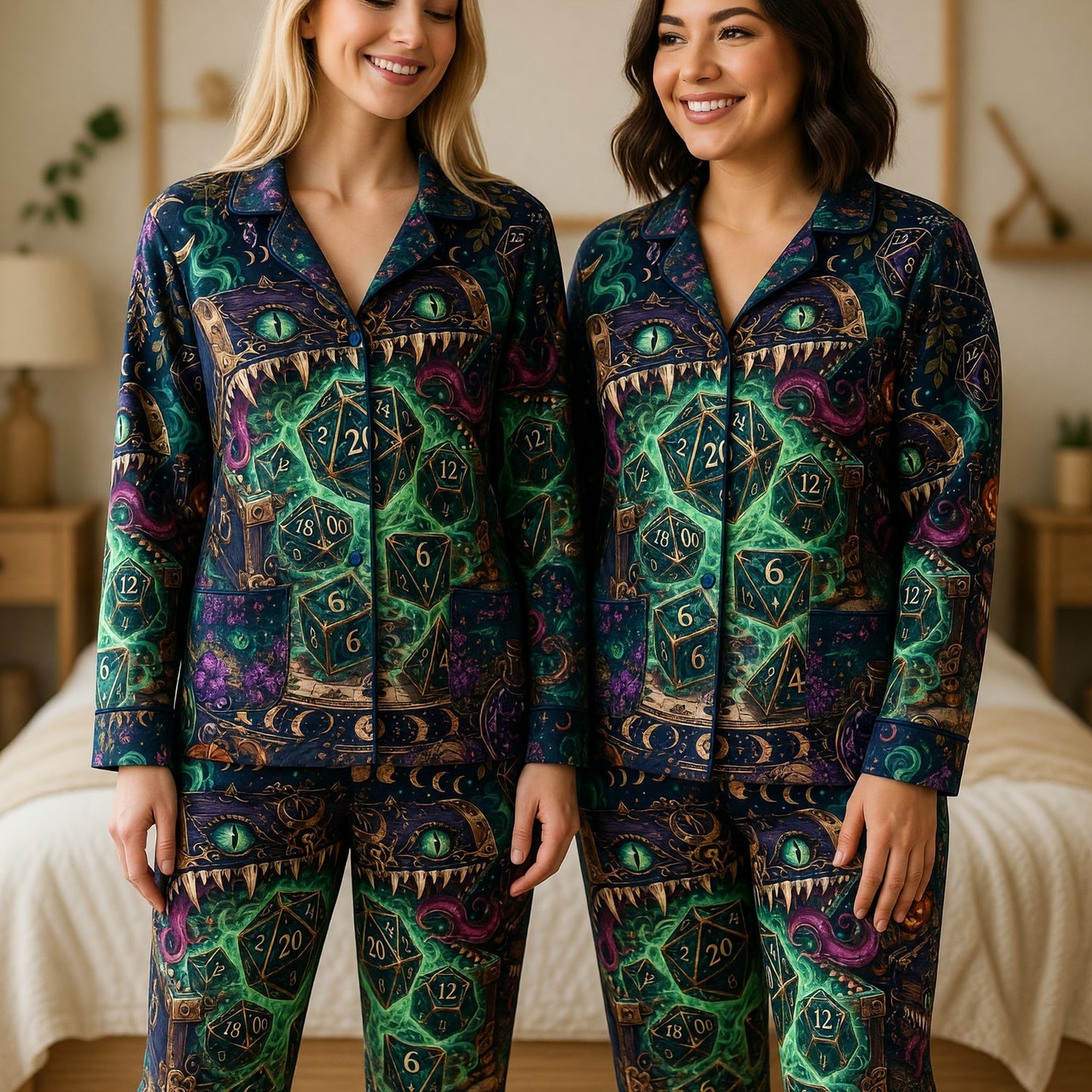 Mimic Chest Dice Thick Pajama Set - Fantasy RPG Nightwear
