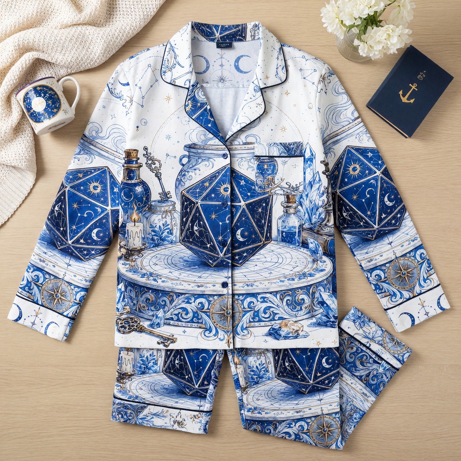 Celestial D20 Thick Pajama Set - Mystic Astrology Sleepwear