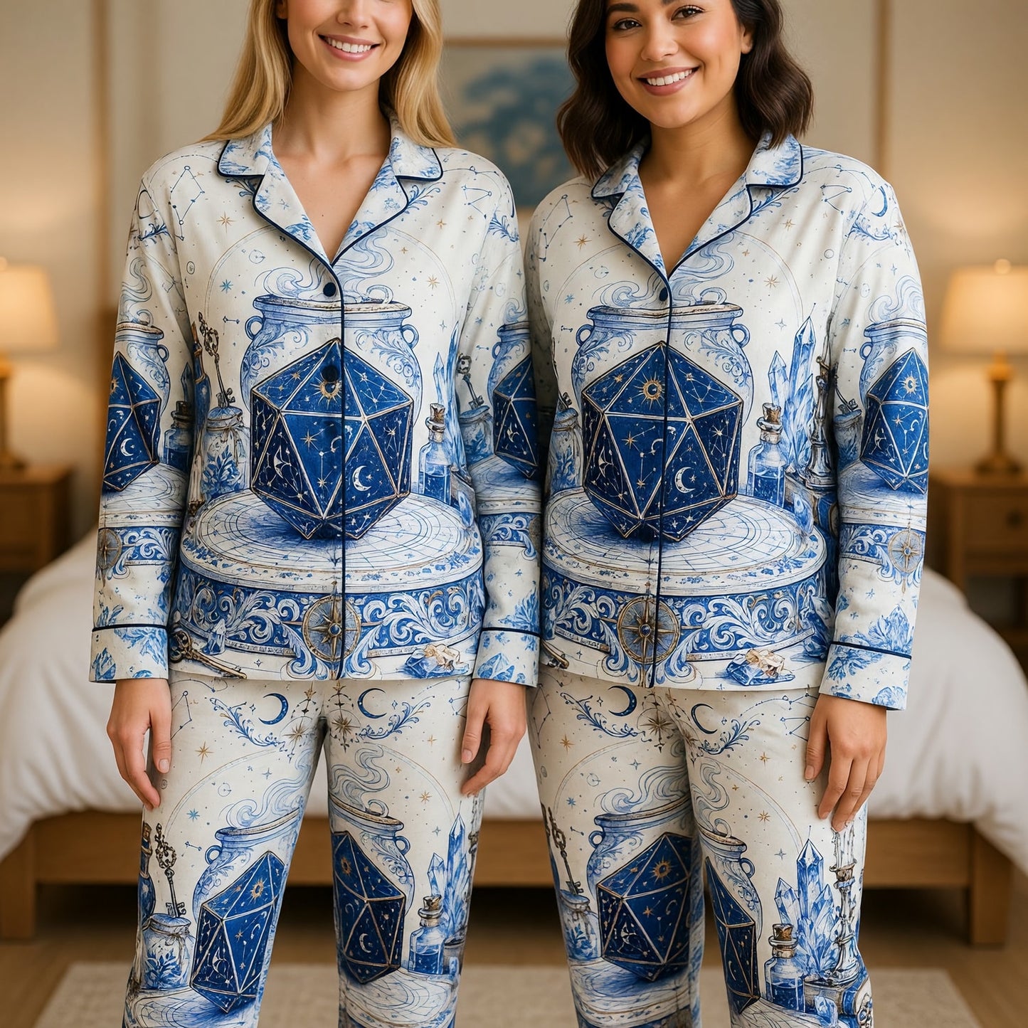 Celestial D20 Thick Pajama Set - Mystic Astrology Sleepwear
