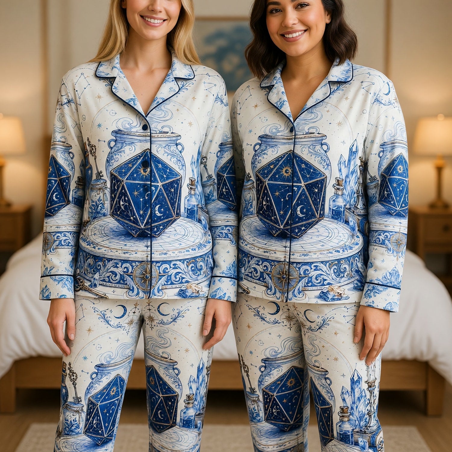 Celestial D20 Thick Pajama Set - Mystic Astrology Sleepwear