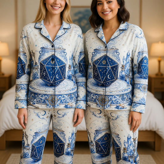 Celestial D20 Thick Pajama Set - Mystic Astrology Sleepwear