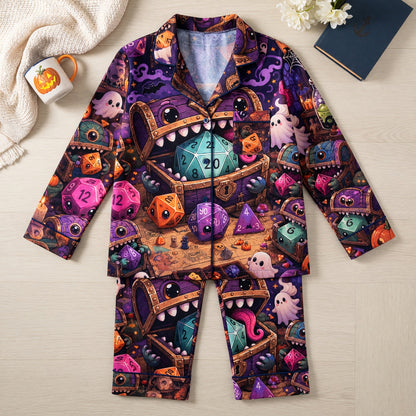 Mimic Halloween Thick Pajama Set - Cute Dice RPG Nightwear