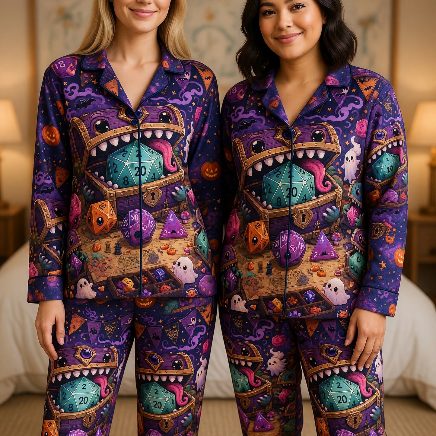 Mimic Halloween Thick Pajama Set - Cute Dice RPG Nightwear