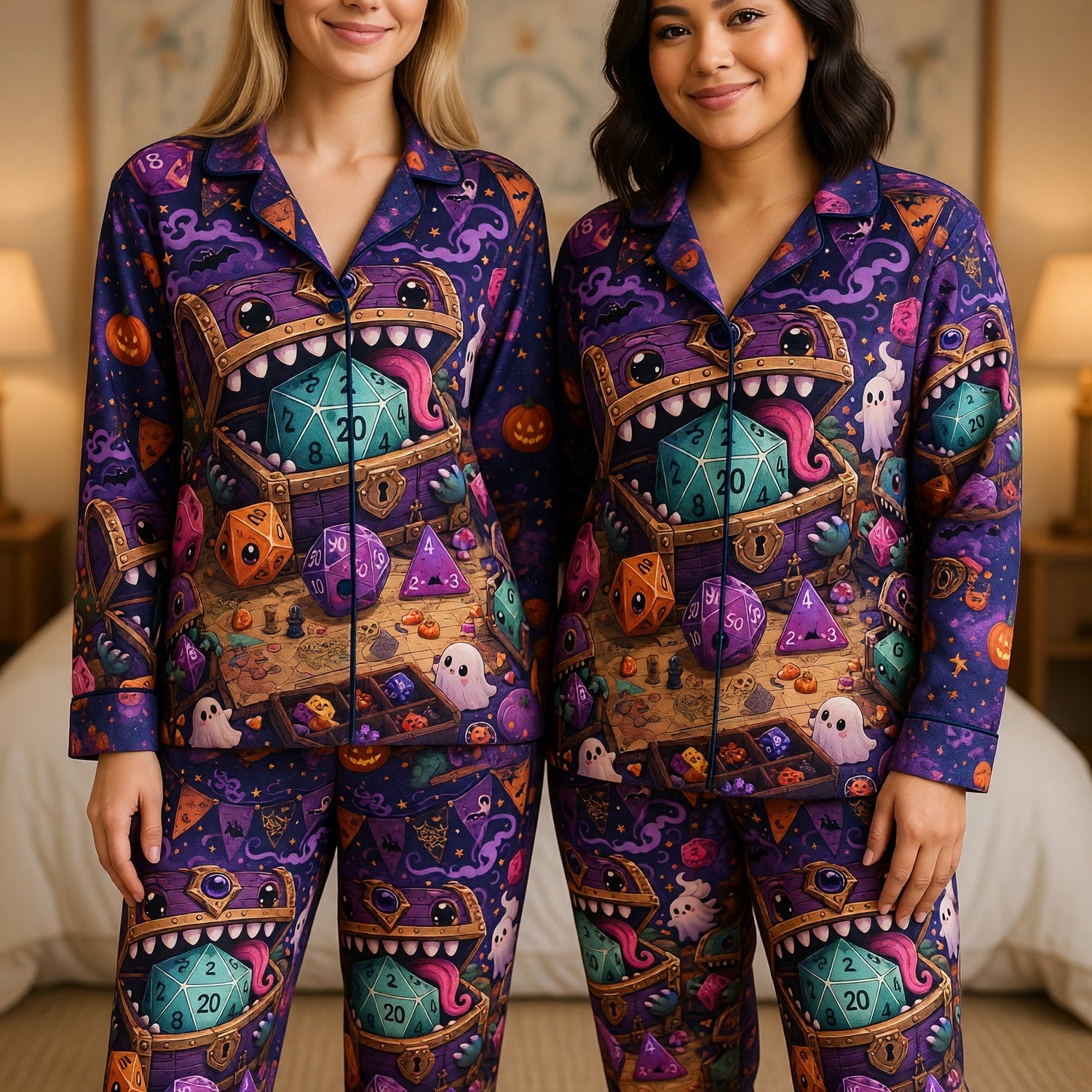 Mimic Halloween Thick Pajama Set - Cute Dice RPG Nightwear