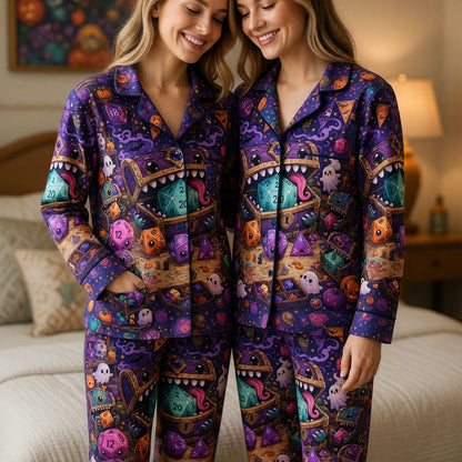 Mimic Halloween Thick Pajama Set - Cute Dice RPG Nightwear