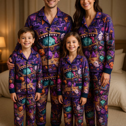 Mimic Halloween Thick Pajama Set - Cute Dice RPG Nightwear