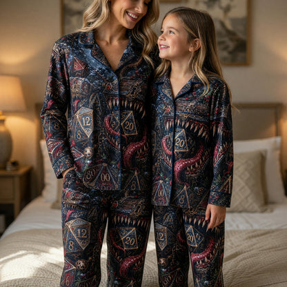 Mimic Christmas Dice Thick Pajama Set - Fantasy RPG Holiday Sleepwear