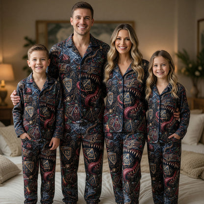 Mimic Christmas Dice Thick Pajama Set - Fantasy RPG Holiday Sleepwear