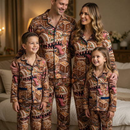 Gingerbread Mimic Thick Pajama Set - Christmas Dice Holiday