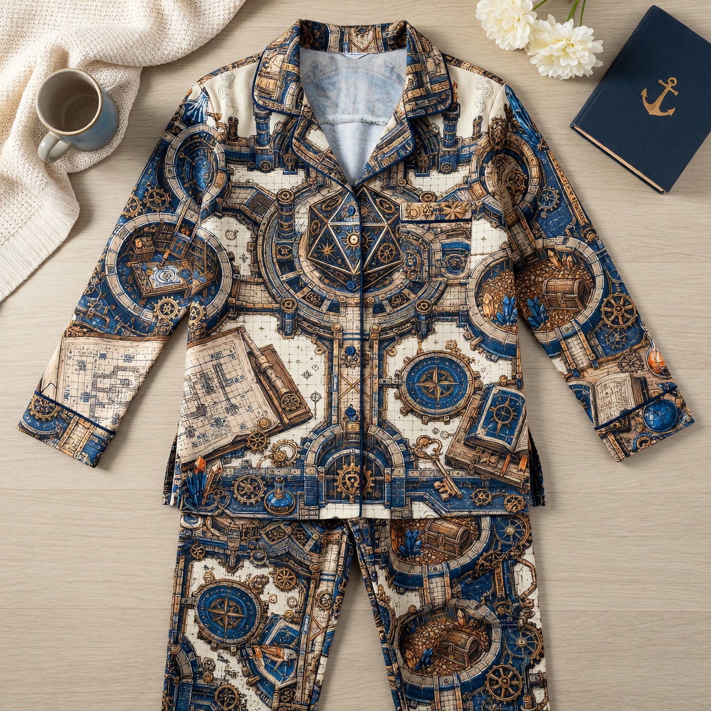 Steampunk D20 Thick Pajama Set - Fantasy RPG Nightwear