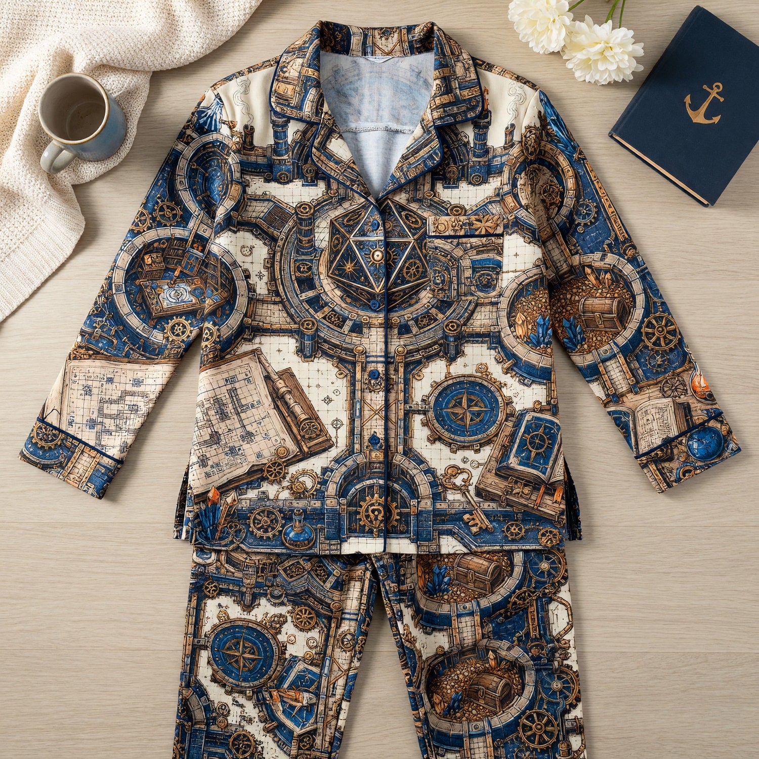 Steampunk D20 Thick Pajama Set - Fantasy RPG Nightwear