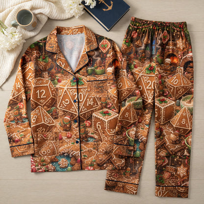 Christmas Gingerbread Dice Thick Pajama Set - Holiday Gaming Sleepwear