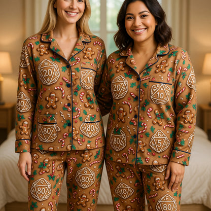 Christmas Gingerbread Dice Thick Pajama Set - Holiday Gaming Sleepwear
