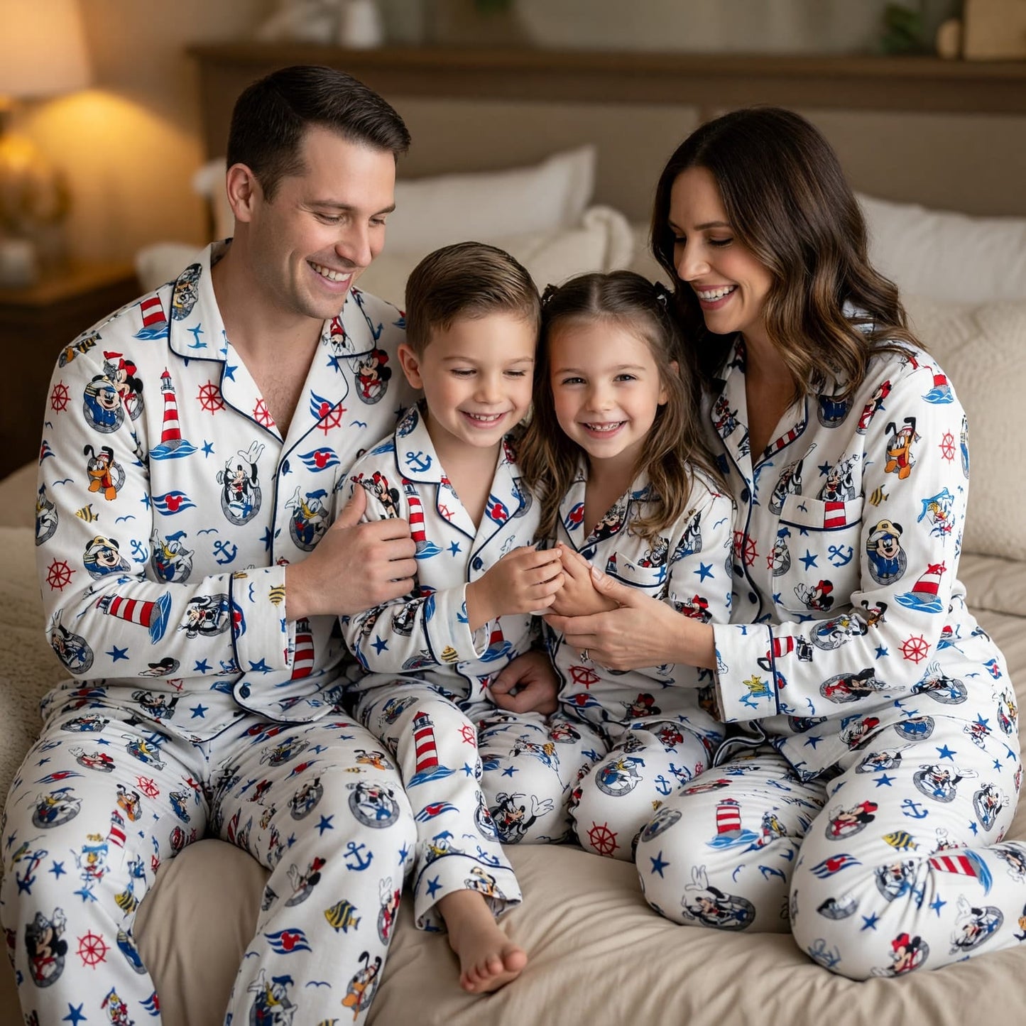 Sailor Mouse Thick Pajama Set - Nautical Cartoon Sleepwear