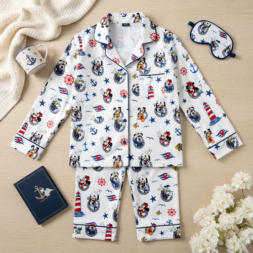 Sailor Mouse Thick Pajama Set - Nautical Cartoon Sleepwear