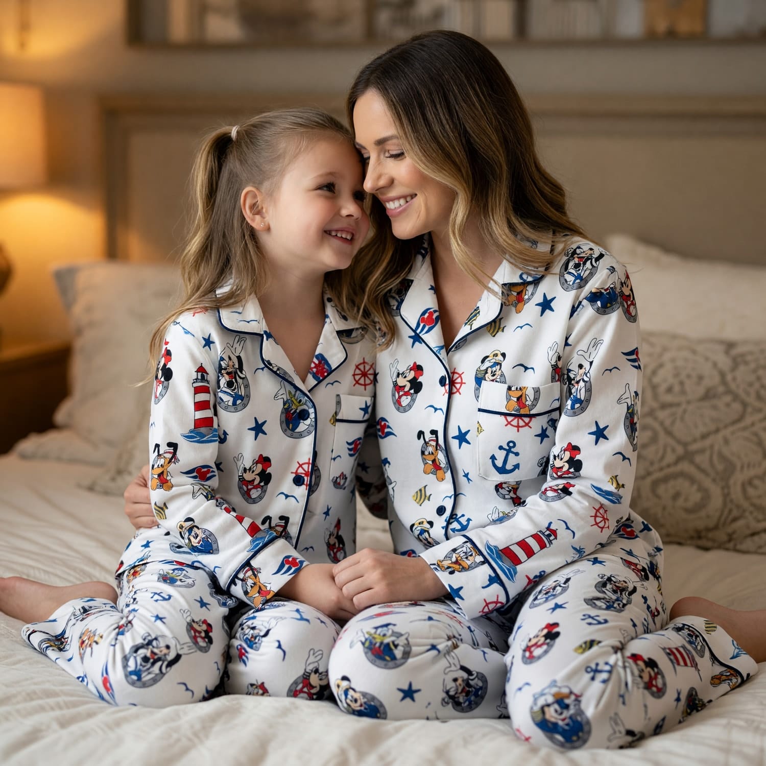 Sailor Mouse Thick Pajama Set - Nautical Cartoon Sleepwear