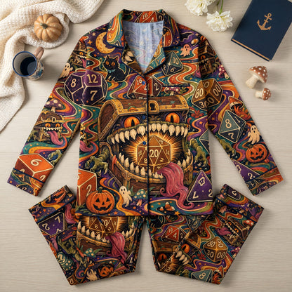 Mimic Dice Halloween Thick Pajama Set - Fantasy RPG Sleepwear