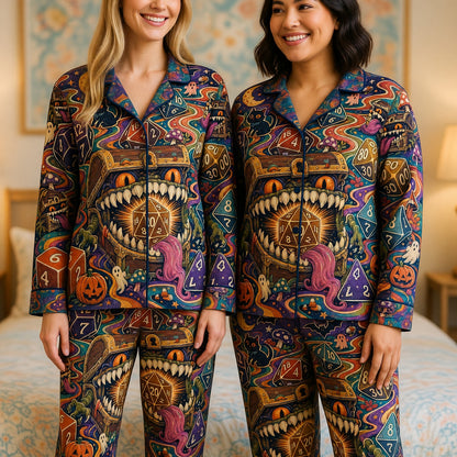 Mimic Dice Halloween Thick Pajama Set - Fantasy RPG Sleepwear