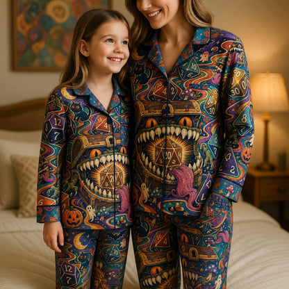 Mimic Dice Halloween Thick Pajama Set - Fantasy RPG Sleepwear
