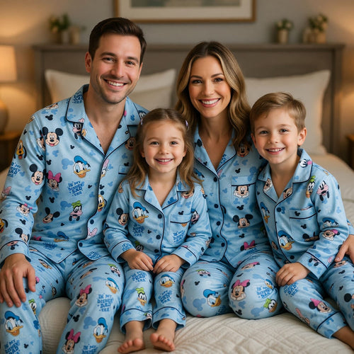 Dad Era Thick Pajama Set - Mouse Character Print