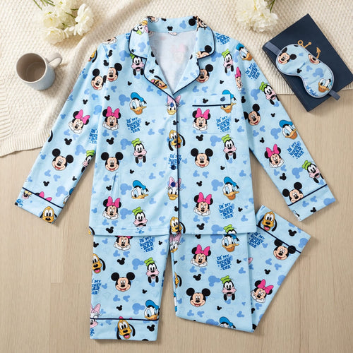 Dad Era Thick Pajama Set - Mouse Character Print
