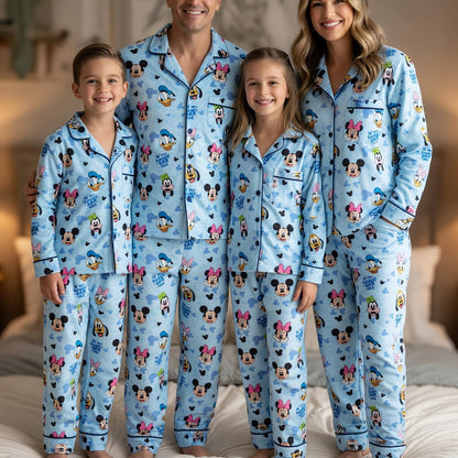 Dad Era Thick Pajama Set - Mouse Character Print
