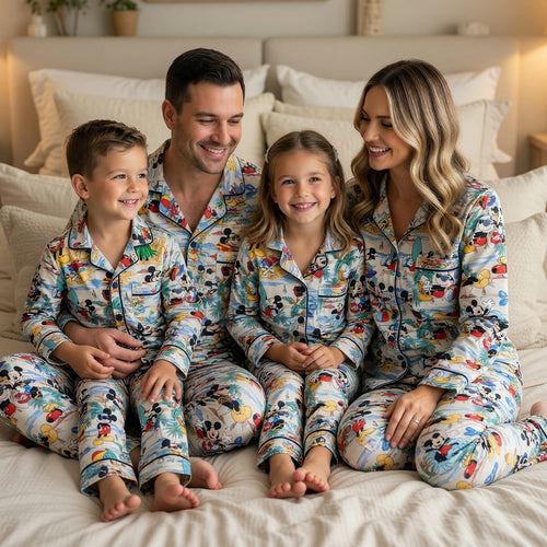 Mouse Tropical Beach Thick Pajama Set - Summer Vacation Sleepwear