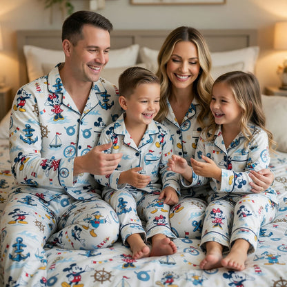 Mouse Nautical Thick Pajama Set - Sailor Cartoon Sleepwear