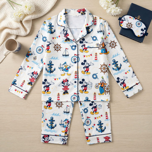 Mouse Nautical Thick Pajama Set - Sailor Cartoon Sleepwear