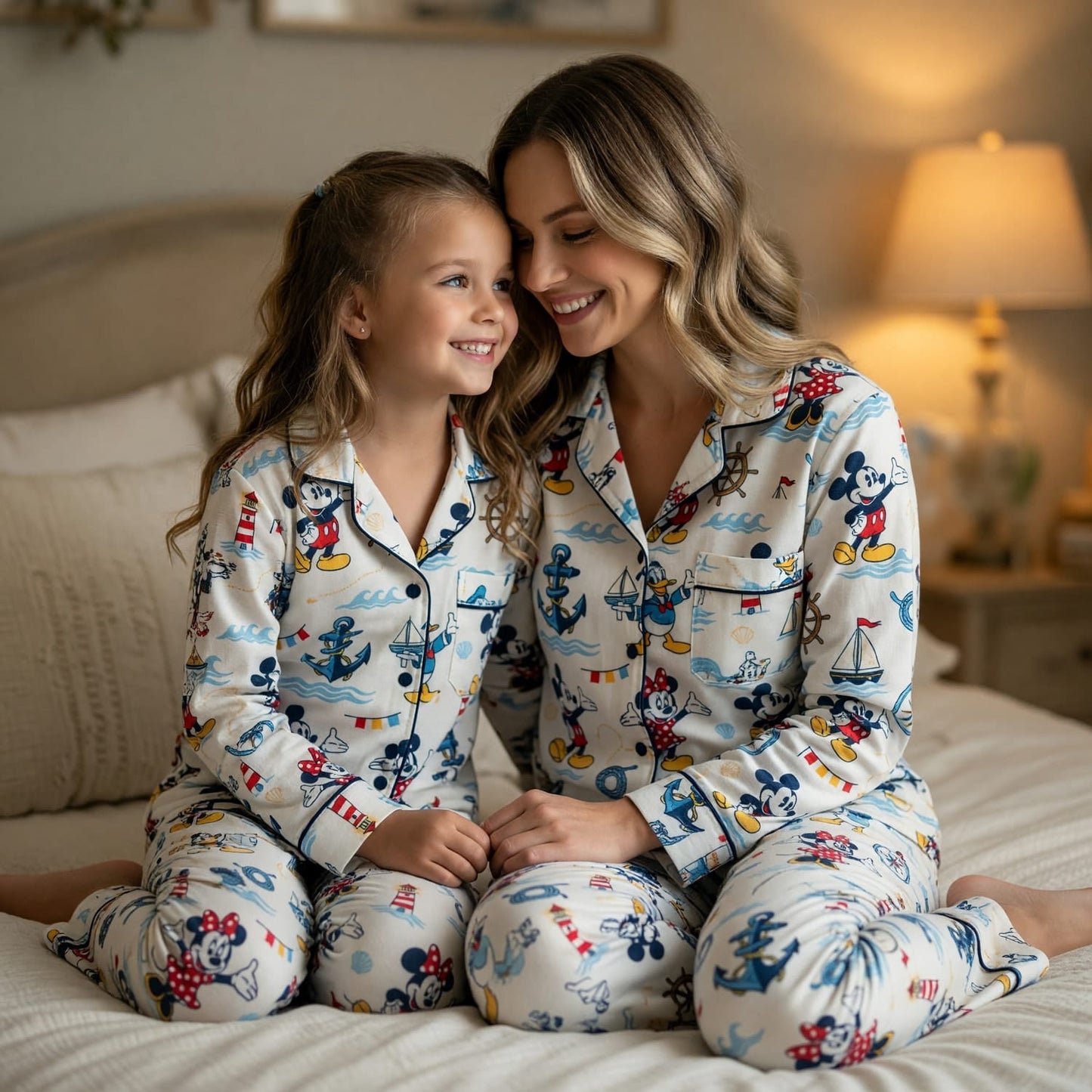 Mouse Nautical Thick Pajama Set - Sailor Cartoon Sleepwear
