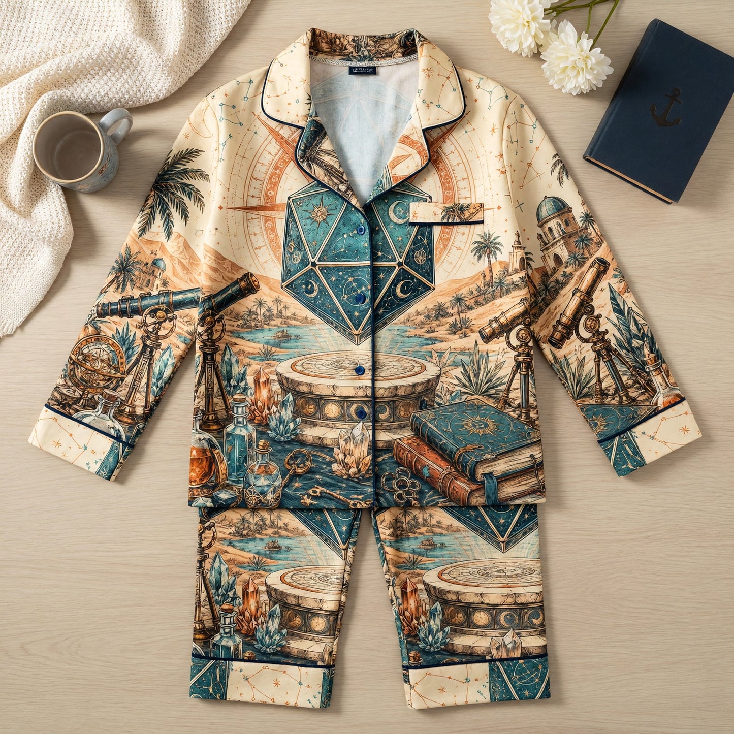 Celestial D20 Thick Pajama Set - Mystical Astrology Nightwear