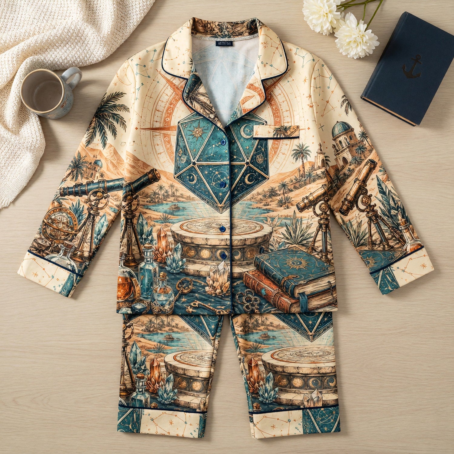 Celestial D20 Thick Pajama Set - Mystical Astrology Nightwear