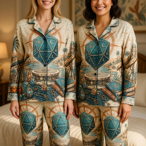 Celestial D20 Thick Pajama Set - Mystical Astrology Nightwear