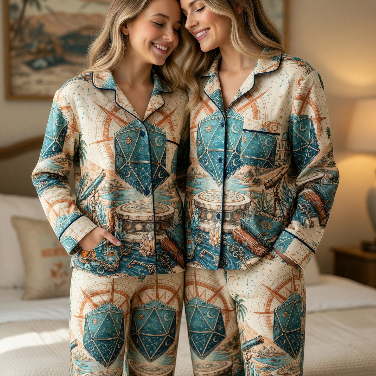 Celestial D20 Thick Pajama Set - Mystical Astrology Nightwear