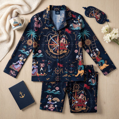 Pirate Mouse Thick Pajama Set - Cartoon Nautical Sleepwear