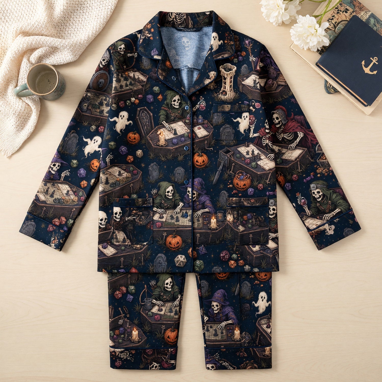 Skeleton Halloween Thick Pajama Set - Fantasy RPG Gaming