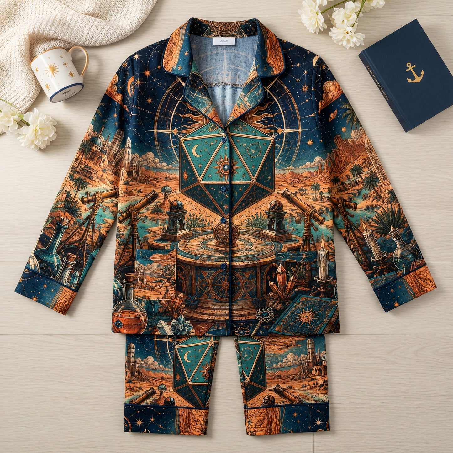 Celestial D20 Pajama Set - Fantasy Astrology Nightwear