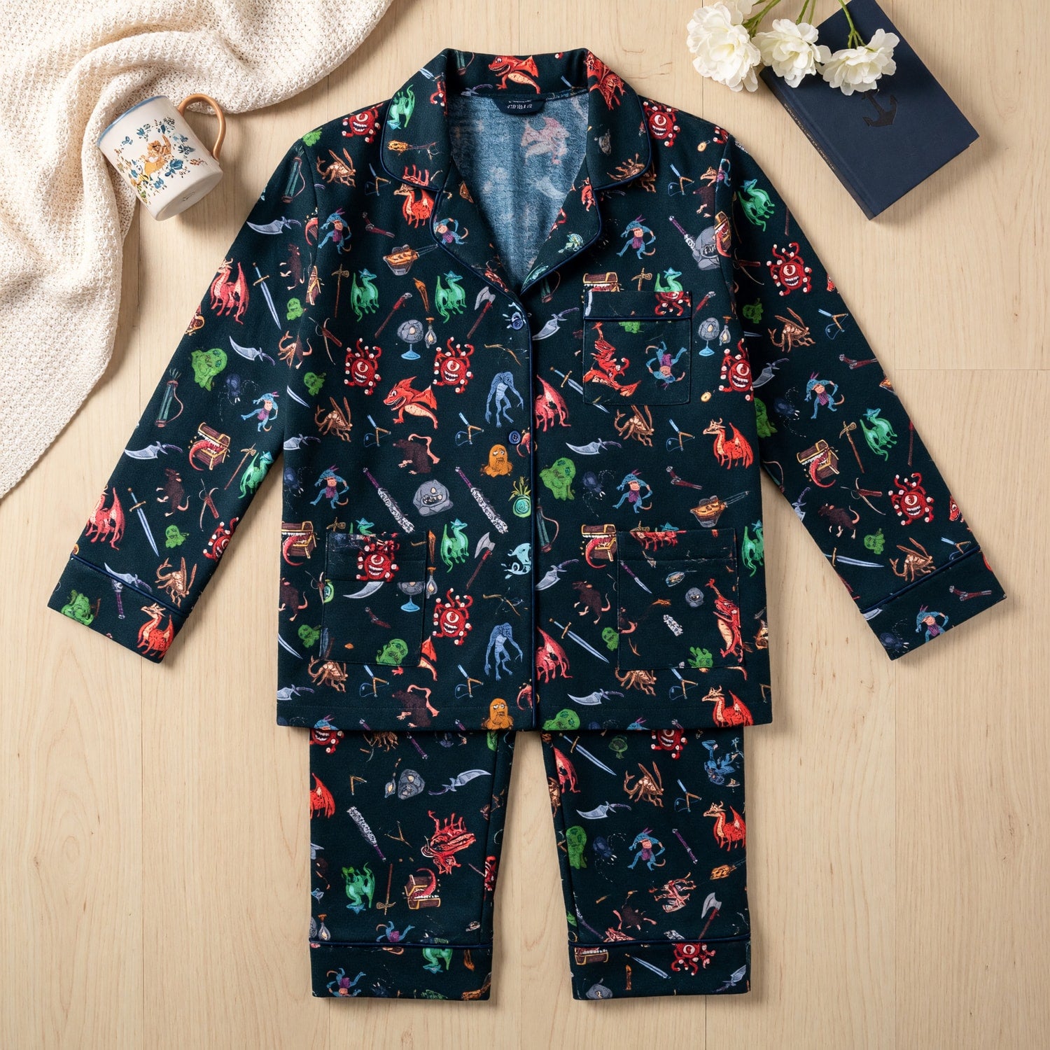 Fantasy Monsters Thick Pajama Set - RPG Dungeon Creature Pattern